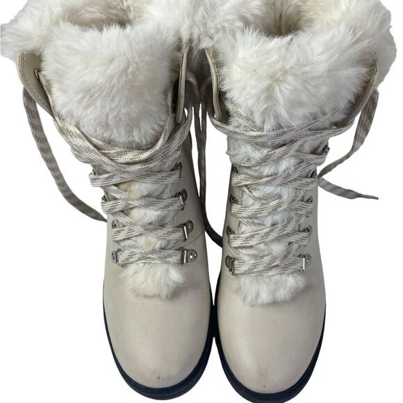ESPRIT 7.5 winter platform boots with chunky heel, winter white fur trim - Picture 2 of 7
